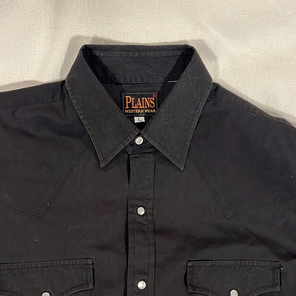 Men's Black Long-Sleeve size large from plains western wear - Picture 2 of 6